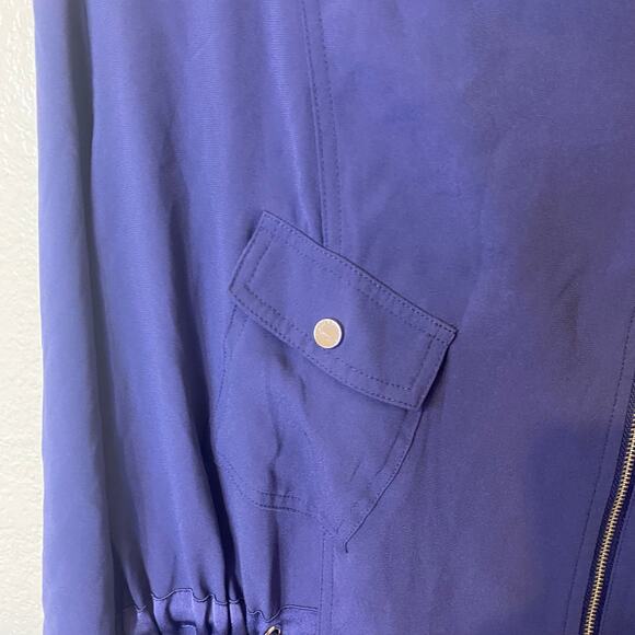 Chicos Blue Sheer Back Anorak Jacket Womens Size 3 (XL) Roll Tab Sleeve Full Zip - Picture 4 of 13